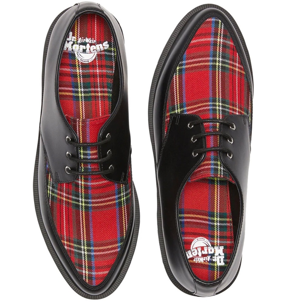 Dr Martens WILLIS BLACK+RED STEWART SMOOTH+TARTAN OXFORD